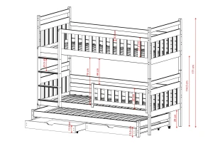 KLARA 90x180 olive green bunk bed Lano Furniture