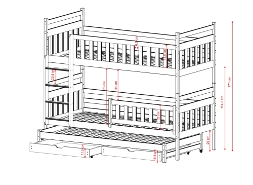 KLARA 90x200 olive green bunk bed Lano Furniture