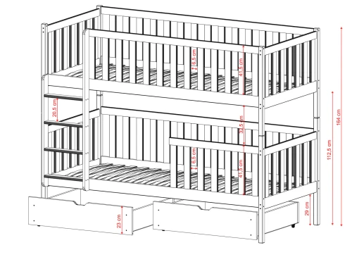 MICHALINA 90x200 pink bunk bed Lano Furniture