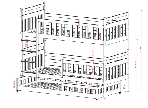 OLIWIA 80x190 blue bunk bed Lano Furniture