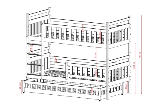 OLIWIA 90x190 grey bunk bed Lano Furniture