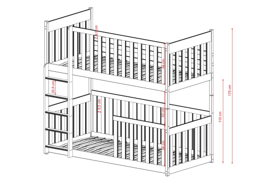 KONRAD 80x160 pine bunk bed Lano Furniture