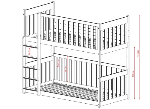 KONRAD 80x200 graphite bunk bed Lano Furniture