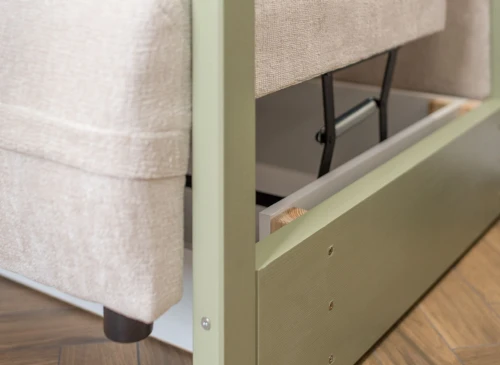 SAVIO 90x200/140x200 olive green bunk bed with fold-out sofa, beige perfect harmony 02 fabric Lano Furniture