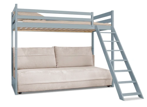 SAVIO 90x200/140x200 grey bunk bed with fold-out sofa, beige perfect harmony 02 fabric Lano Furniture