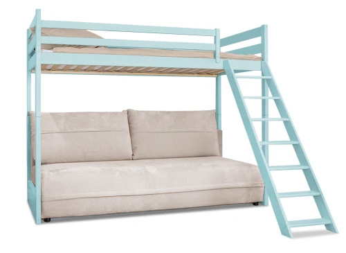 SAVIO 90x200/140x200 blue bunk bed with fold-out sofa, beige perfect harmony 02 fabric Lano Furniture