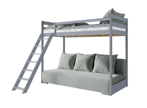 SOFINO 90x200/140x200 grey bunk bed with fold-out sofa, grey Zoom 15 Sage fabric Lano Furniture