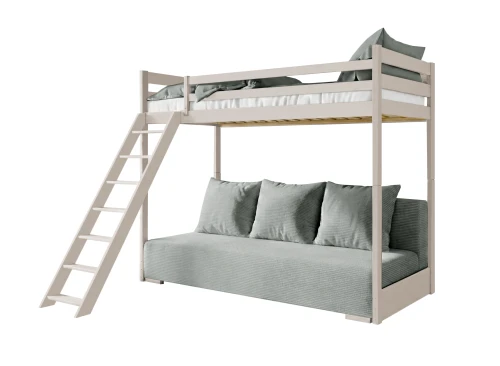 SOFINO 90x200/140x200 cashmere loft bed with sleeper sofa beige fabric grey zoom 15 sage Lano Furniture