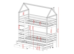 DALIA 80x200 dark chocolate bunk bed house Lano Furniture