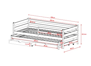HABI 90x200 dark chocolate double trundle bed Lano Furniture