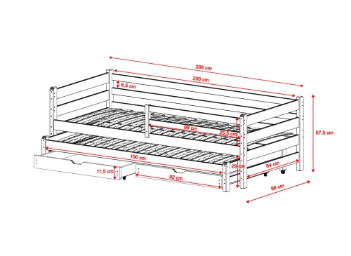 HABI 90x200 cinnamon double trundle bed Lano Furniture