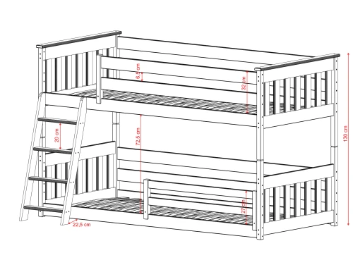 KEVIN 80x170 milk chocolate bunk bed Lano Furniture