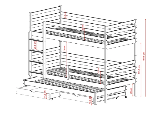 LUK 80x170 cinnamon bunk bed Lano Furniture