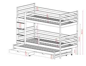 LUK 90x200 milk chocolate bunk bed Lano Furniture