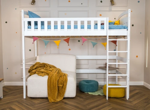MIA 80x180 white loft bed Lano Furniture