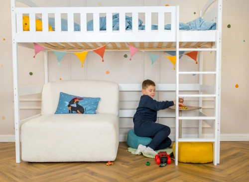 MIA 90x180 white loft bed Lano Furniture