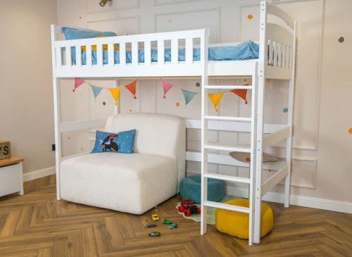 MIA 80x190 white loft bed Lano Furniture
