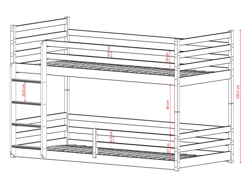 MINI 90x200 dark chocolate bunk bed Lano Furniture
