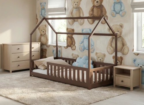 NOAH 90x200 dark chocolate Montessori floor bed children's house Lano Furniture