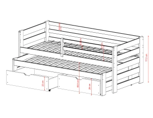 SENSO 80x160 cinnamon double trundle bed Lano Furniture