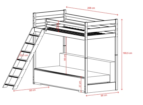 SOFINO 90x200/140x200 Bitter Çikolata Açılır Kanepeli Ranza Gri Kumaş Zoom 15 Sage Lano Mobilya