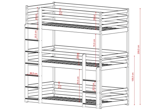 TED 90x200 cinnamon bunk bed Lano Furniture