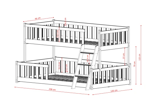 NICE 90x200/120x200 Olive Bunk Bed with Wider Deck by Lano Furniture
