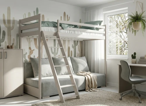 SOFINO 90x200/140x200 cashmere loft bed with sleeper sofa beige fabric grey zoom 15 sage Lano Furniture