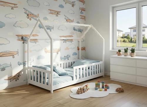 NOAH 90x200 white Montessori floor house bed for children Lano Furniture