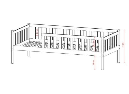 ADA 90x190 Unvarnished Wood Children's Bed Lano Furniture