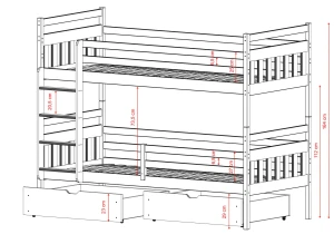 ADAŚ 80x180 Untreated Wood Bunk Bed by Lano Meble