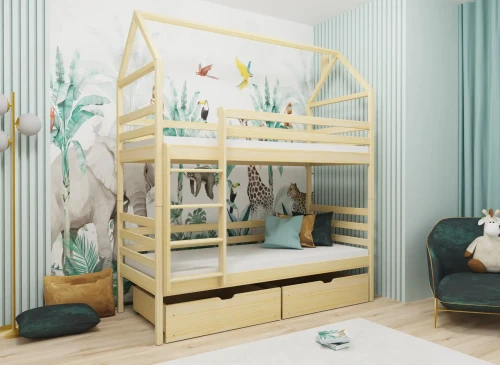 ALEX 80x190 Unpainted Wooden Bunk Bed Lano Furniture