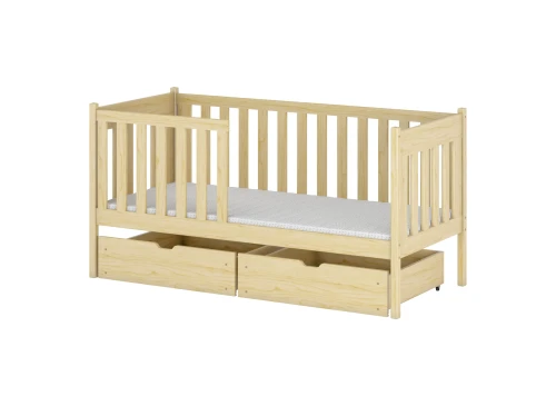 ALICJA 80x190 Unvarnished Wooden Children's Single Bed Lano Meble