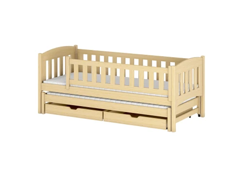 AMELKA 80x160 Unlacquered Wood Double Bed with Pull-Out - Lano Furniture