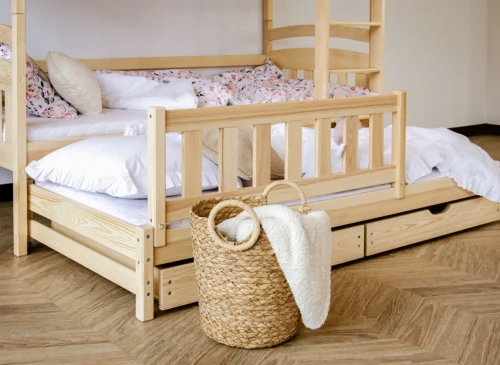 BLANKA 80x190 Unvarnished Wood Bunk Bed Lano Furniture