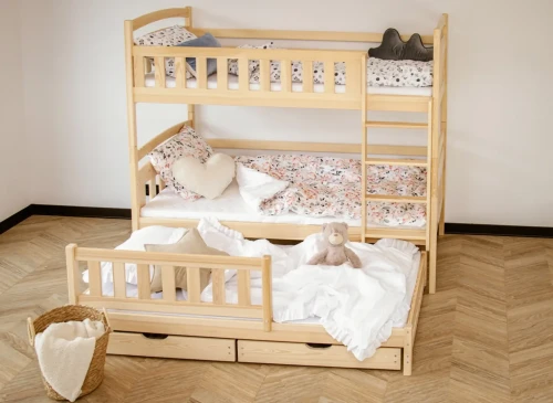 BLANKA 90x200 Untreated Wood Bunk Bed by Lano Furniture
