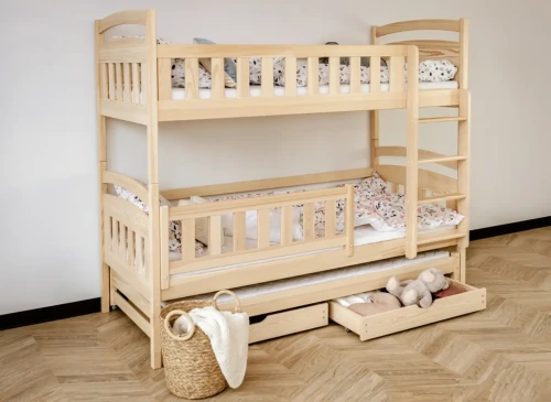 BLANKA 90x200 Untreated Wood Bunk Bed by Lano Furniture