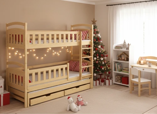 BLANKA 90x200 Untreated Wood Bunk Bed by Lano Furniture