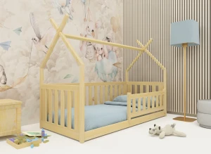 BOGUŚ 80x190 unpainted wood children's bed Montessori teepee Rope Furniture