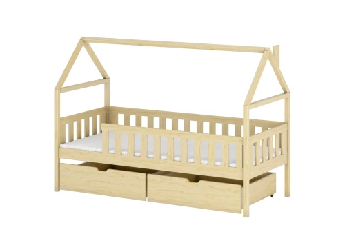 DOMI 80x180 Unlacquered Wood Children's Single Bed Lano Meble