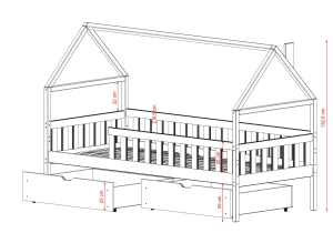 DOMI 90x190 Single Children's Bed – Unpainted Wood | Lano Meble