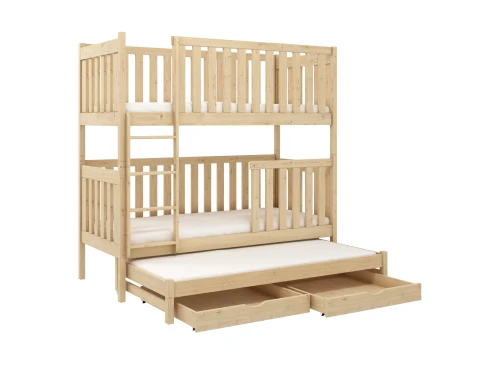 EMILKA 90x180 Unlacquered Wood Bunk Bed Lano Furniture
