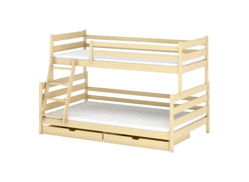 FAMI 90x200/120x200 Untreated Wood Bunk Bed with Wider Berth | Lano Furniture