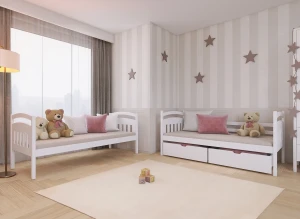 GABI 80x190 Unvarnished Wooden Bunk Bed Lano Furniture
