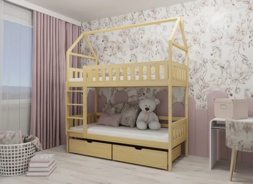 GAJA 90x180 Boyasız Ahşap Ranza Lano Meble