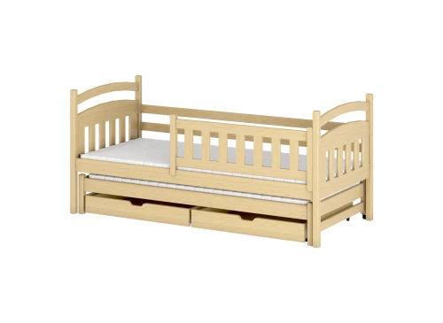 GALAXY 80x170 Unvarnished Wood Bunk Bed with Pull-out - Lano Furniture