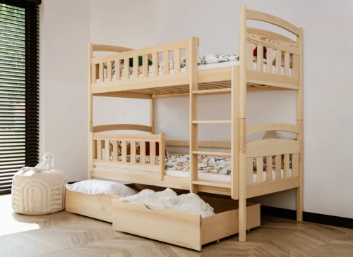 IGNAS 90x190 Untreated Wood Bunk Bed by Lano Meble
