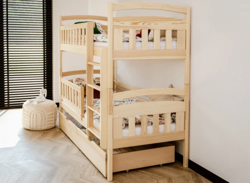 IGNAS 90x190 Untreated Wood Bunk Bed by Lano Meble