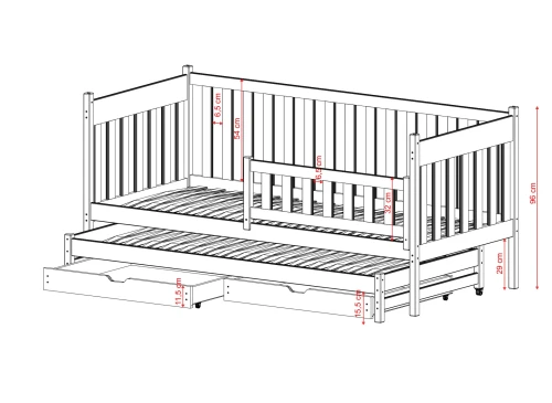 KAJA 80x190 Unlacquered Wood Bunk Bed Lano Furniture