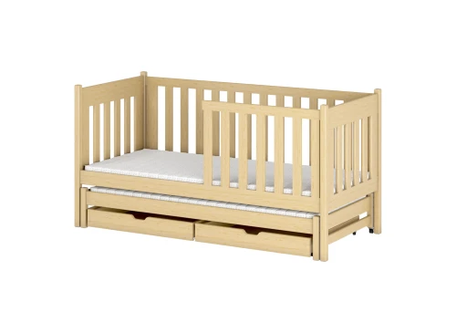 KAJA 90x180 Unvarnished Wood Double Extendable Bed Lano Furniture